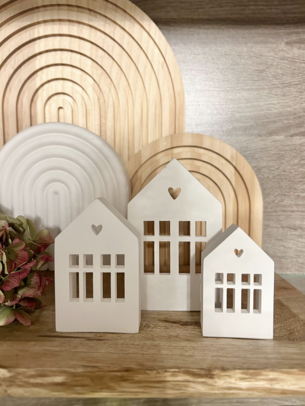 Lichterhaus mit Fenster & Herz groß 12,5 cm