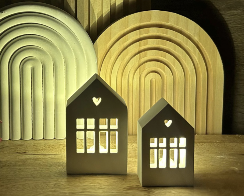 Lichterhaus mit Fenster & Herz klein 9,5 cm