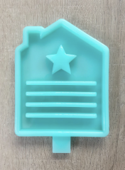 Lichterhaus mit Kamin, Rillen & Stern 13,5cm