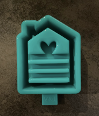 Lichterhaus mit Kamin, Rillen & Herz 8,5 cm