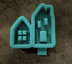 Doppelhaus mit Tür und Fenstern